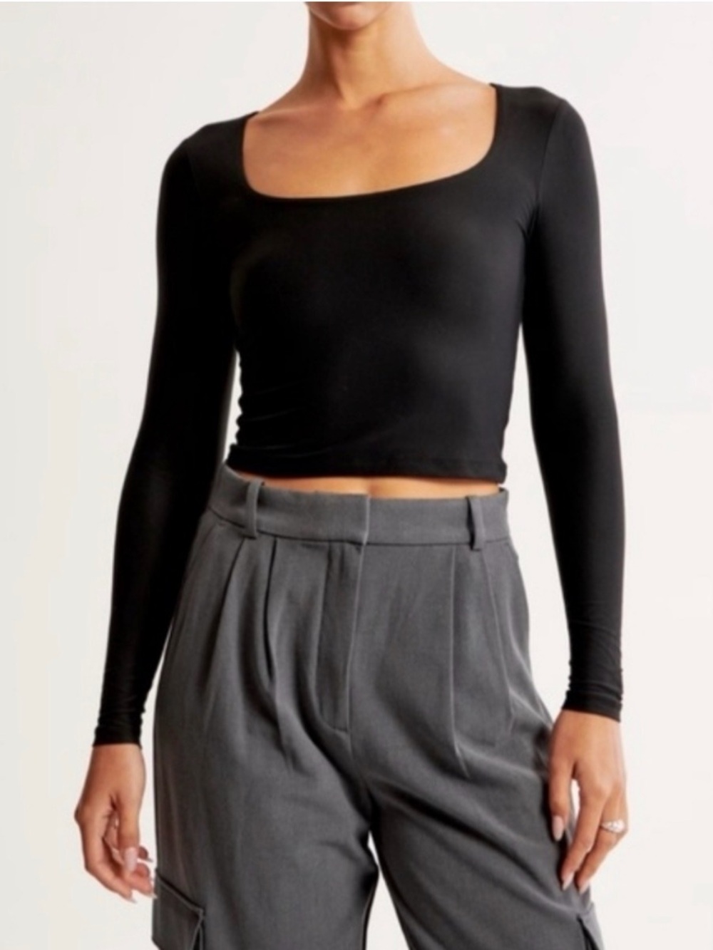 Abercrombie square neck long sleeve top